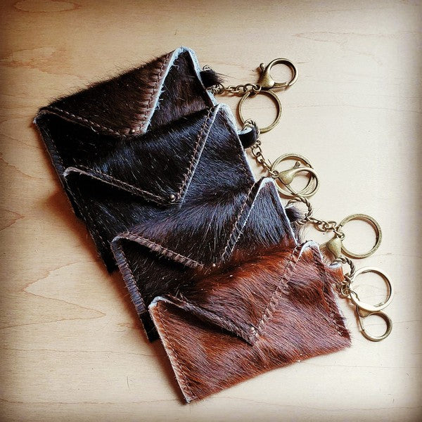 Sierra Credit Card Wallet-Dark Hair on Hide