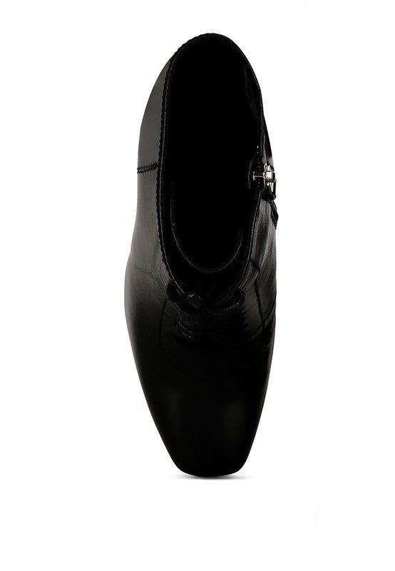 WYNDHAM Lace Up Leather Ankle Boots