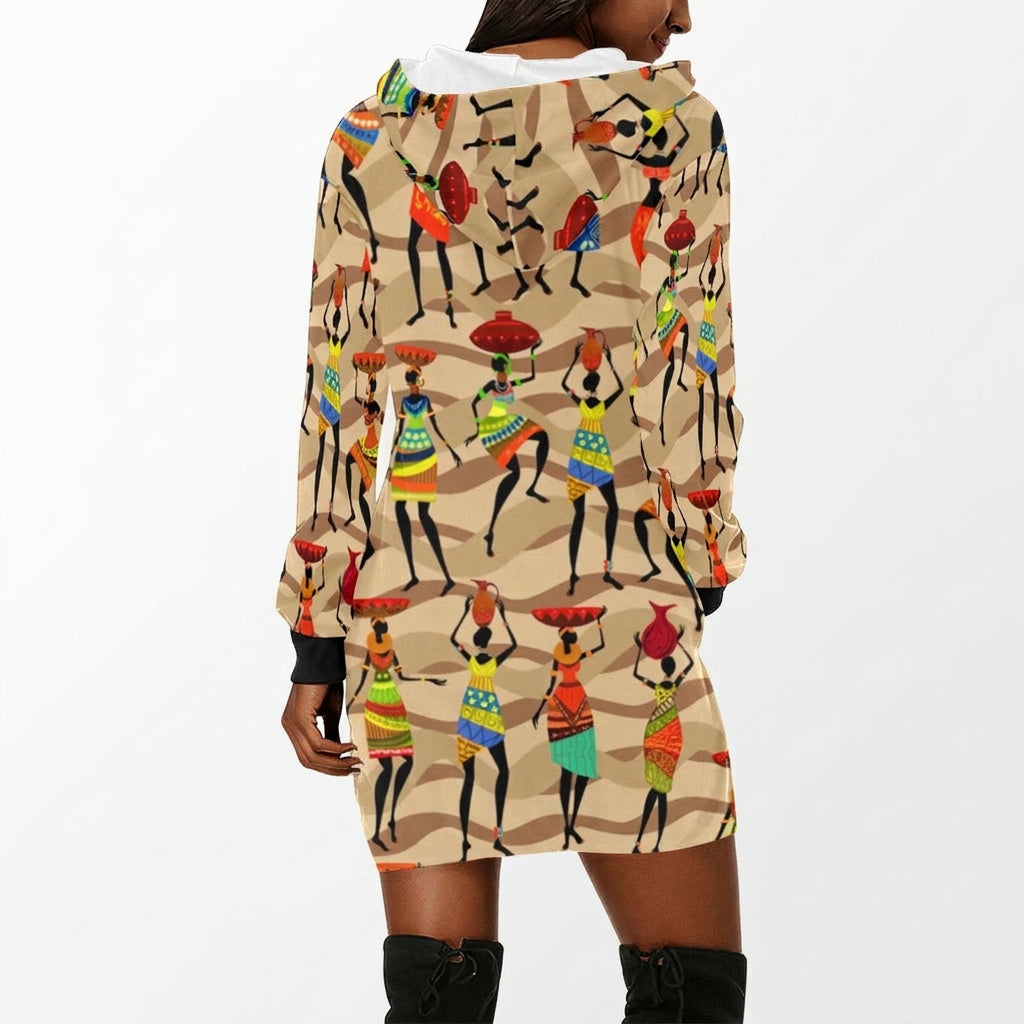 African Hustle Culture Hoodie Dress
