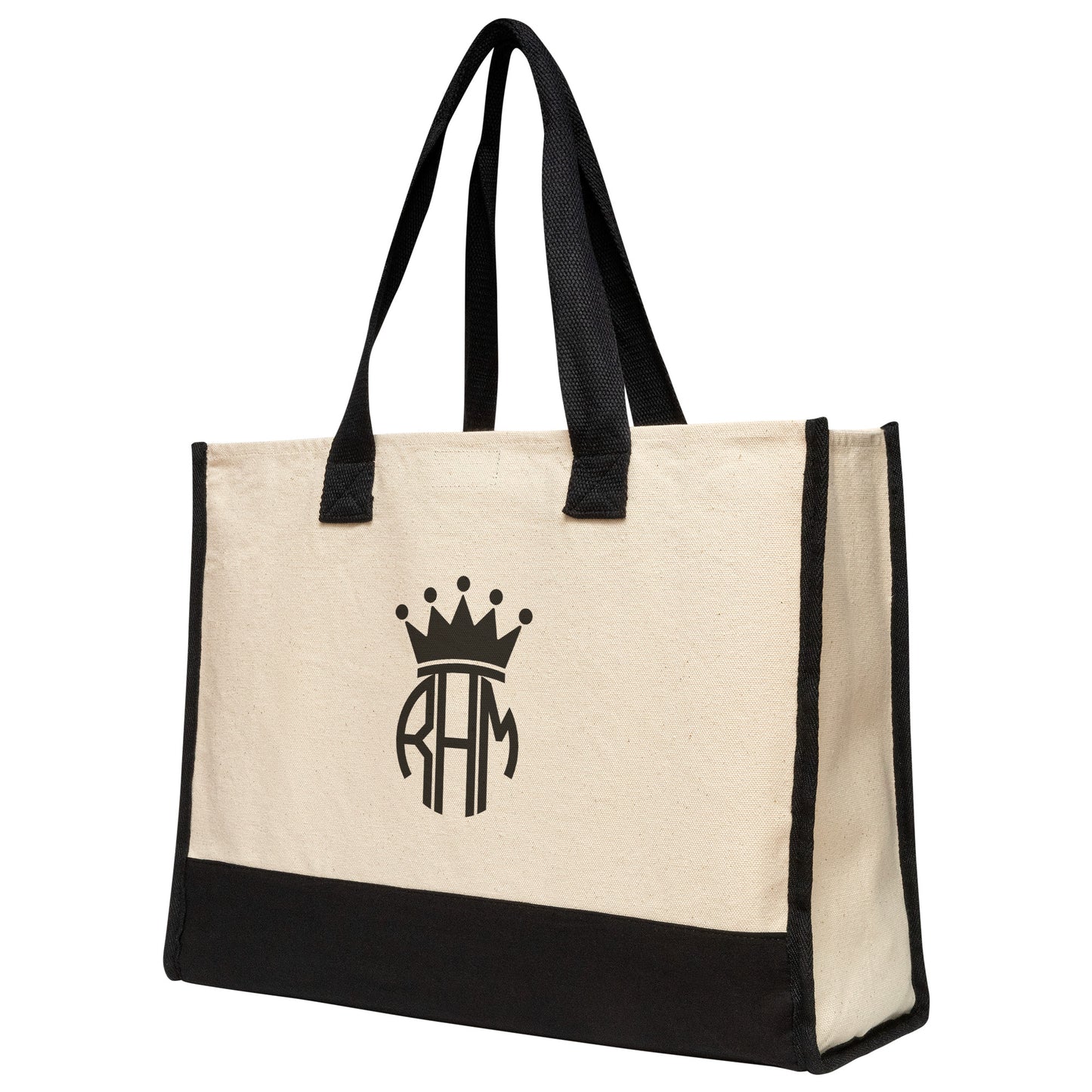 Crown Custom Monogram Tote Bag 100% Cotton Canvas Must-Have Personalized Tote Bag, Carry-on Bag, Mother's Day Gift, Beach Bag, Bridesmaid Bag, Gift for Her