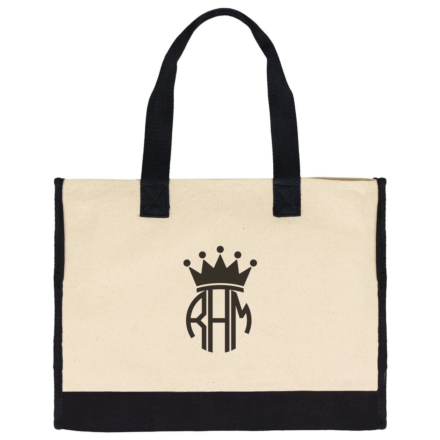 Crown Custom Monogram Tote Bag 100% Cotton Canvas Must-Have Personalized Tote Bag, Carry-on Bag, Mother's Day Gift, Beach Bag, Bridesmaid Bag, Gift for Her