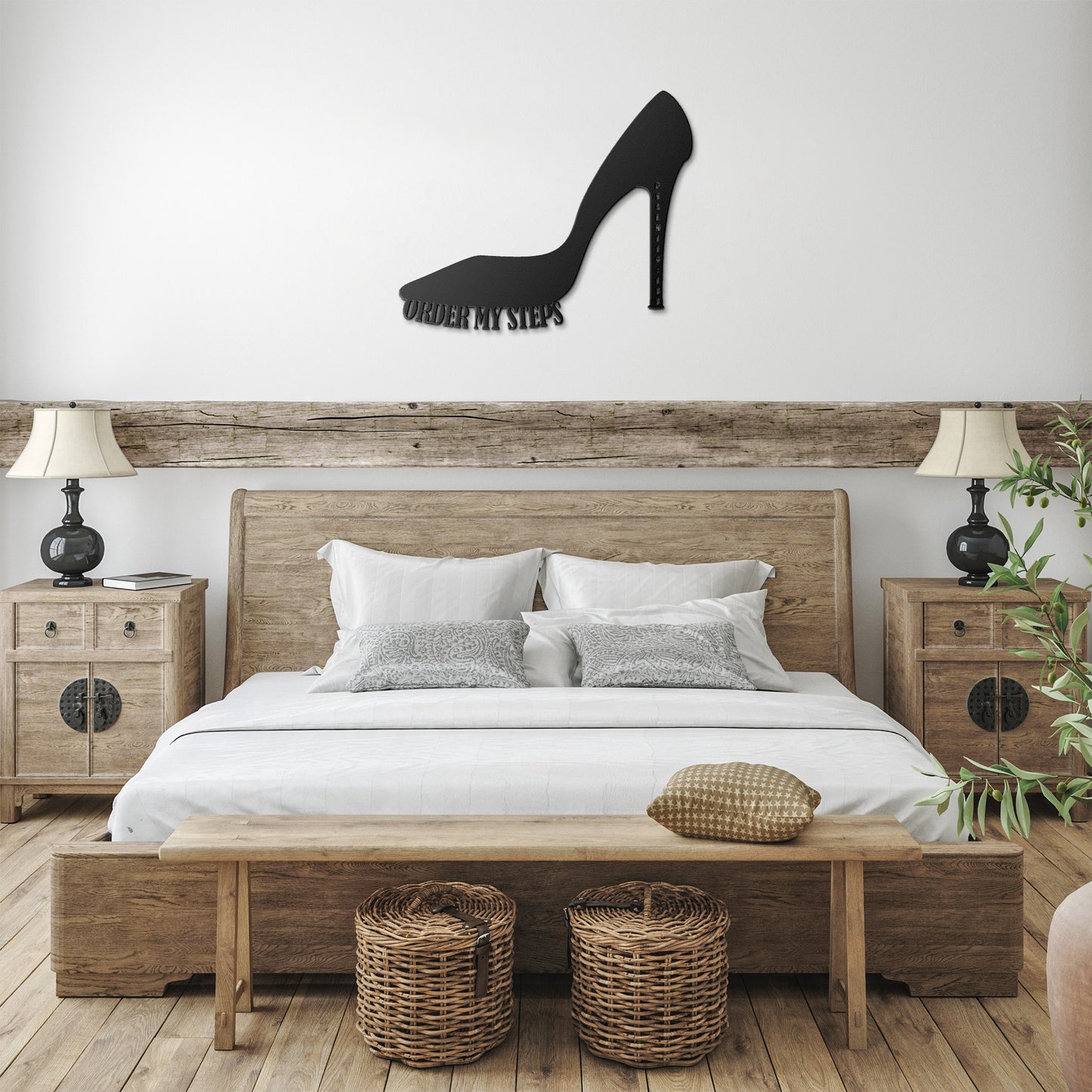 Order My Steps High-Heel Stiletto Psalm Scripture Metal Wall Art