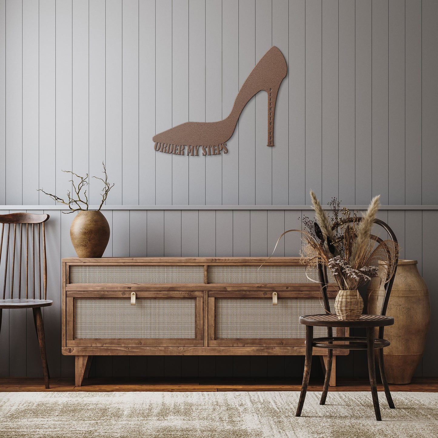 Order My Steps High-Heel Stiletto Psalm Scripture Metal Wall Art