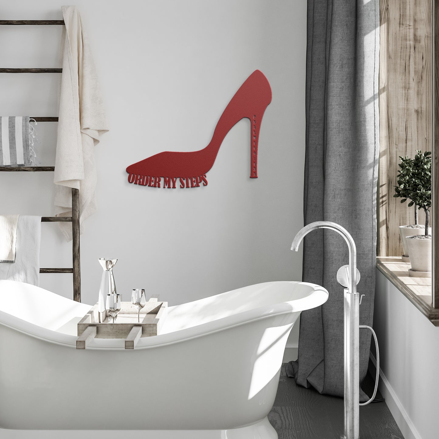 Order My Steps High-Heel Stiletto Psalm Scripture Metal Wall Art