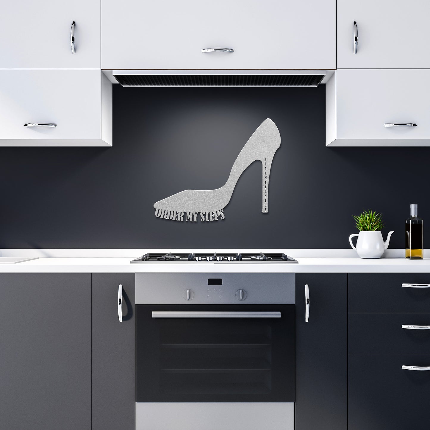 Order My Steps High-Heel Stiletto Psalm Scripture Metal Wall Art