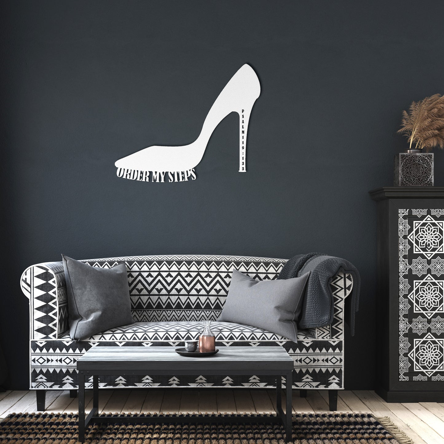 Order My Steps High-Heel Stiletto Psalm Scripture Metal Wall Art
