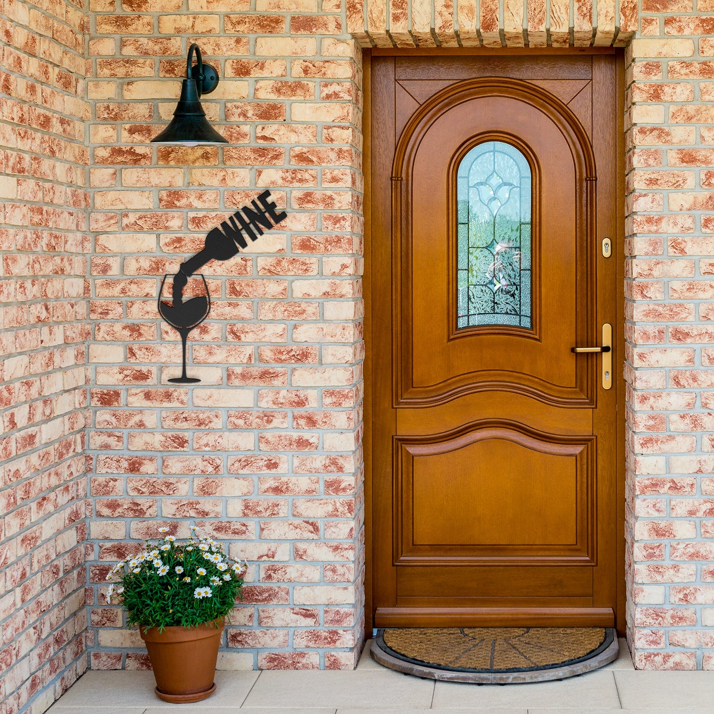 Wine Bottle and Glass Bar Coller Metal Wall Art Sign