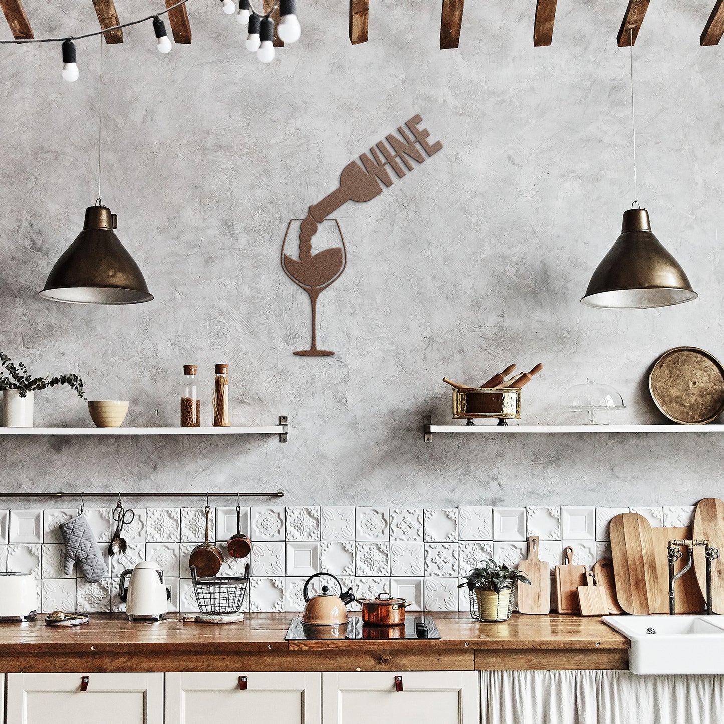 Wine Bottle and Glass Bar Coller Metal Wall Art Sign