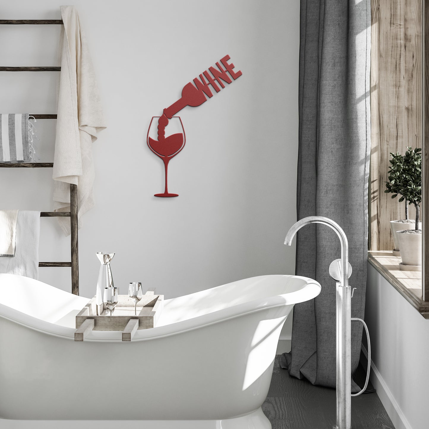 Wine Bottle and Glass Bar Coller Metal Wall Art Sign