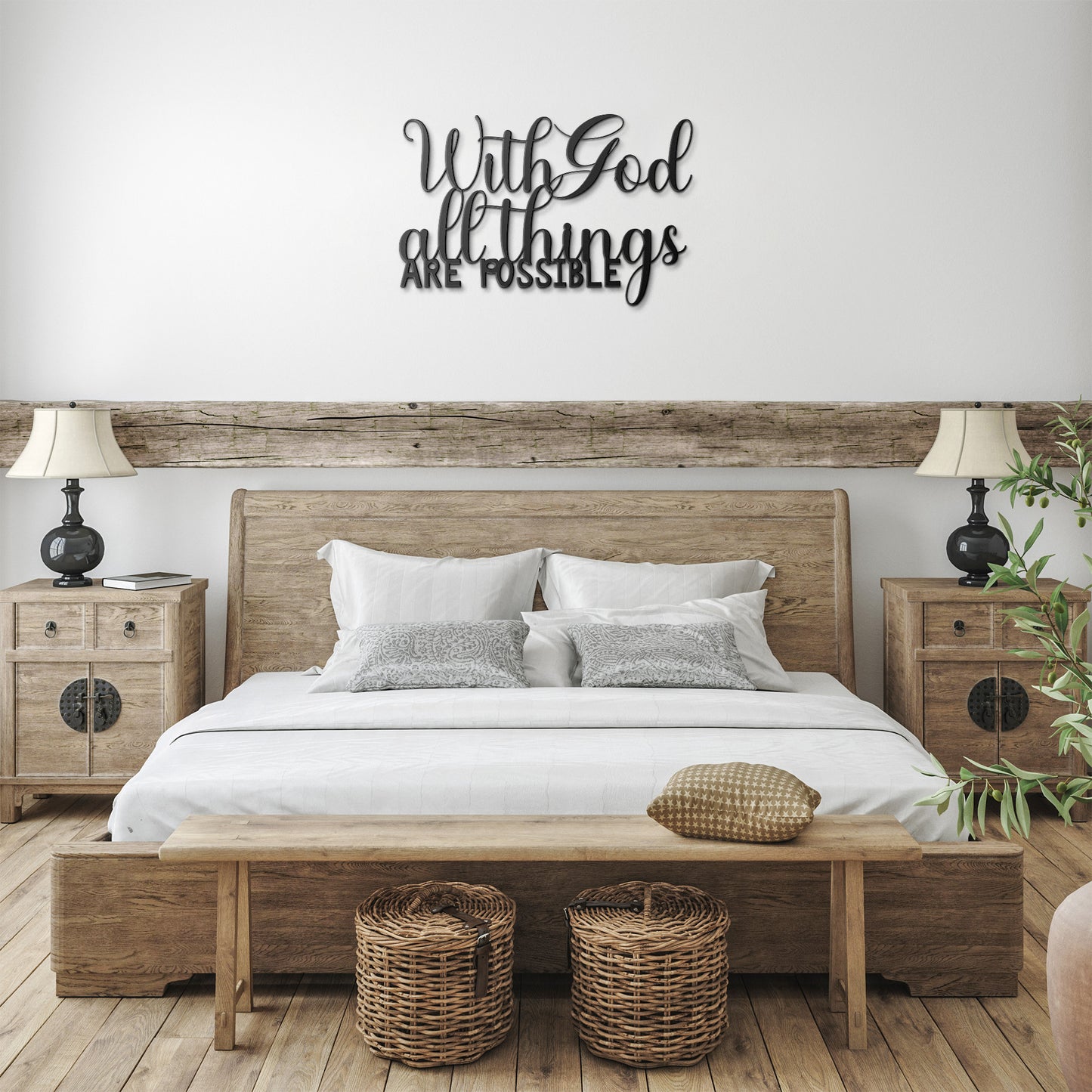 With God All Things Metal Wall Art