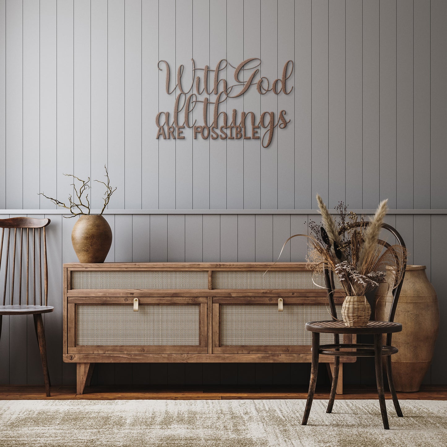 With God All Things Metal Wall Art