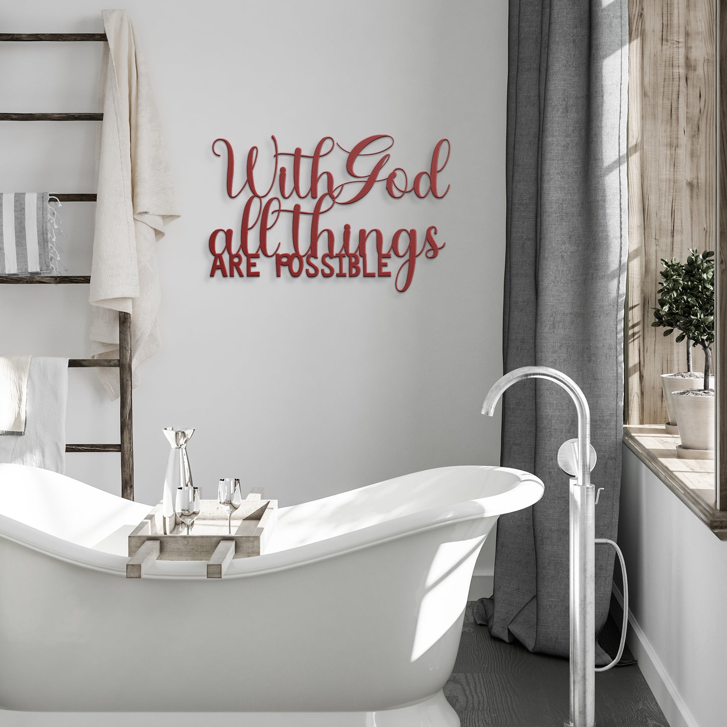 With God All Things Metal Wall Art