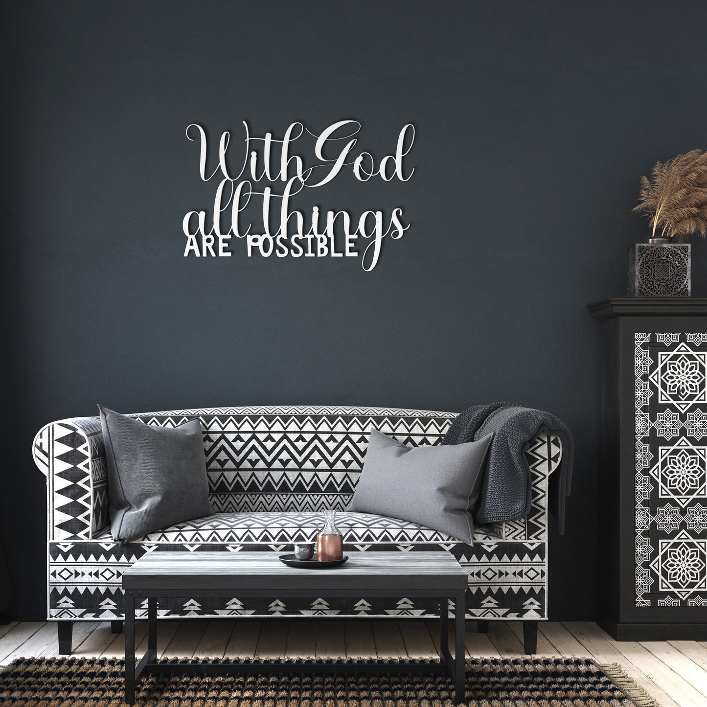 With God All Things Metal Wall Art