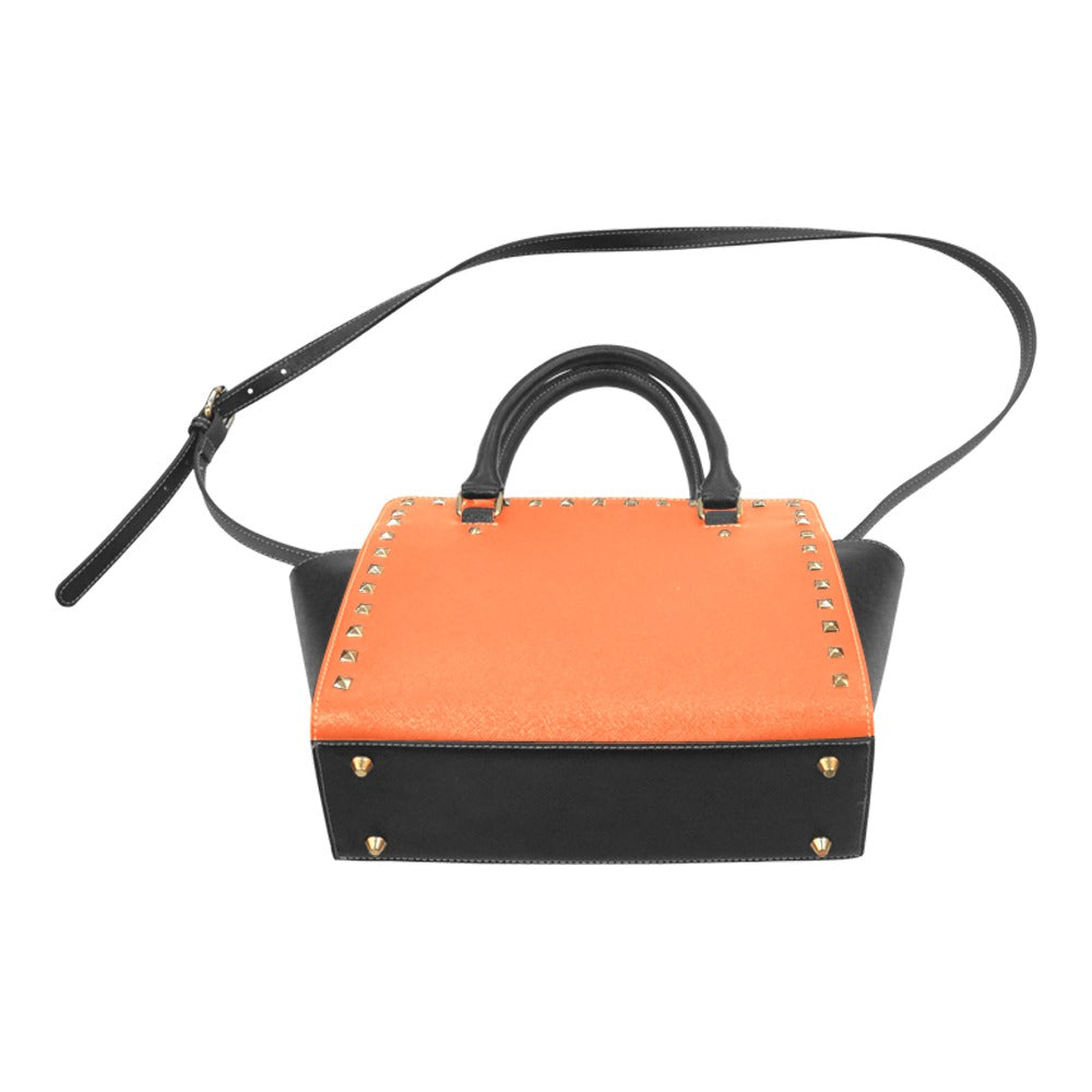 African Hustle Culture Solid Orange Studded Handbag