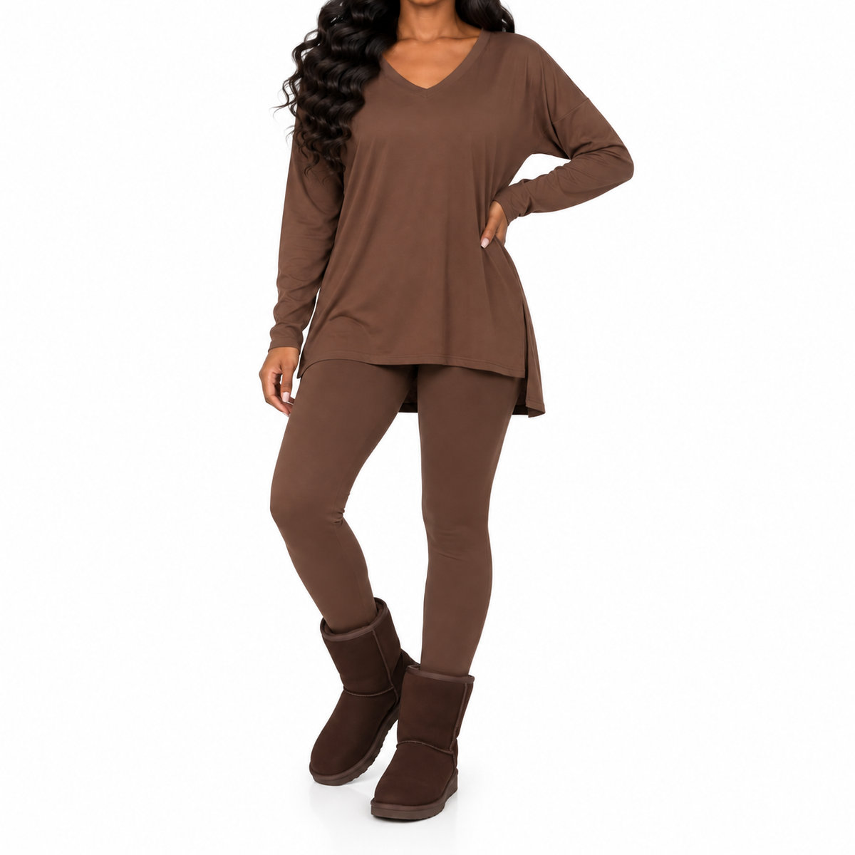 Being Me. Brushed Microfiber Hi-Low Legging Set