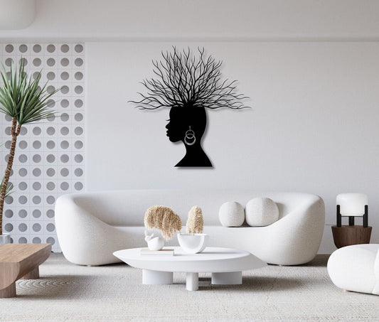 Her Roots African American Woman Metal Wall Art Decor