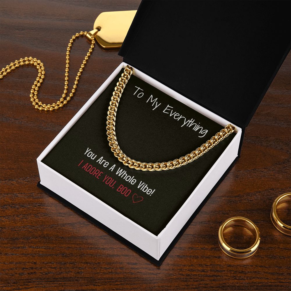Husband, Lover, Friend Gift Present Cuban Chain Message Card with Gift Box