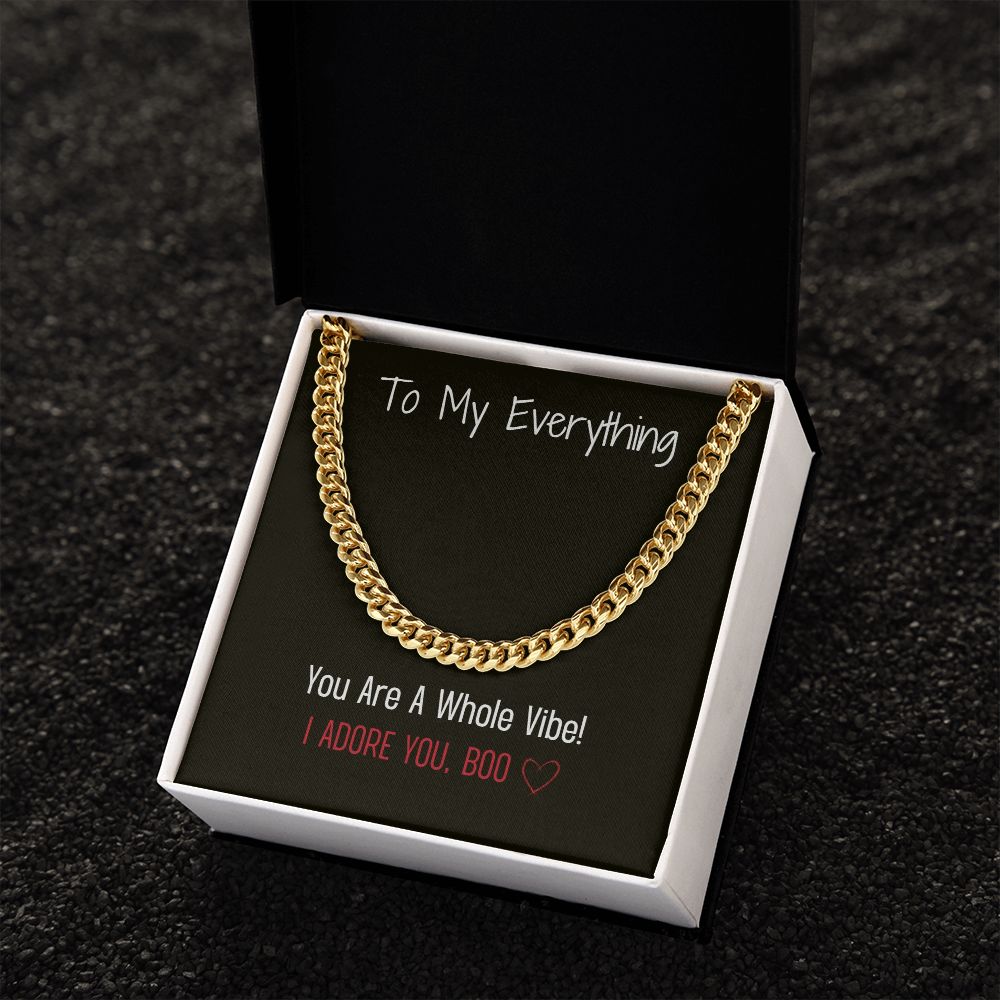 Husband, Lover, Friend Gift Present Cuban Chain Message Card with Gift Box