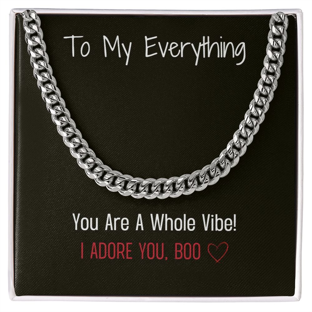 Husband, Lover, Friend Gift Present Cuban Chain Message Card with Gift Box