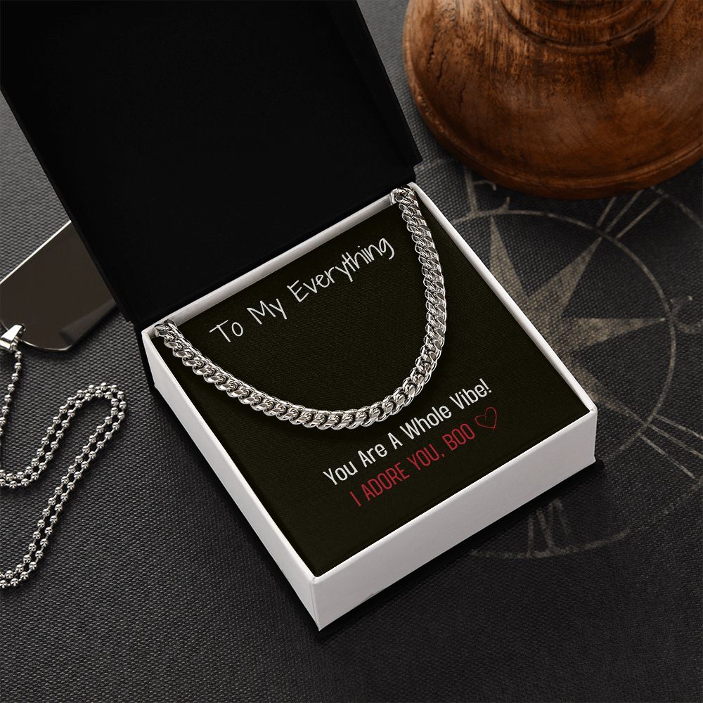 Husband, Lover, Friend Gift Present Cuban Chain Message Card with Gift Box