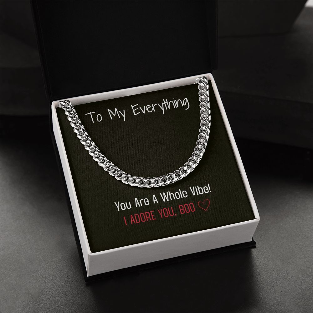 Husband, Lover, Friend Gift Present Cuban Chain Message Card with Gift Box