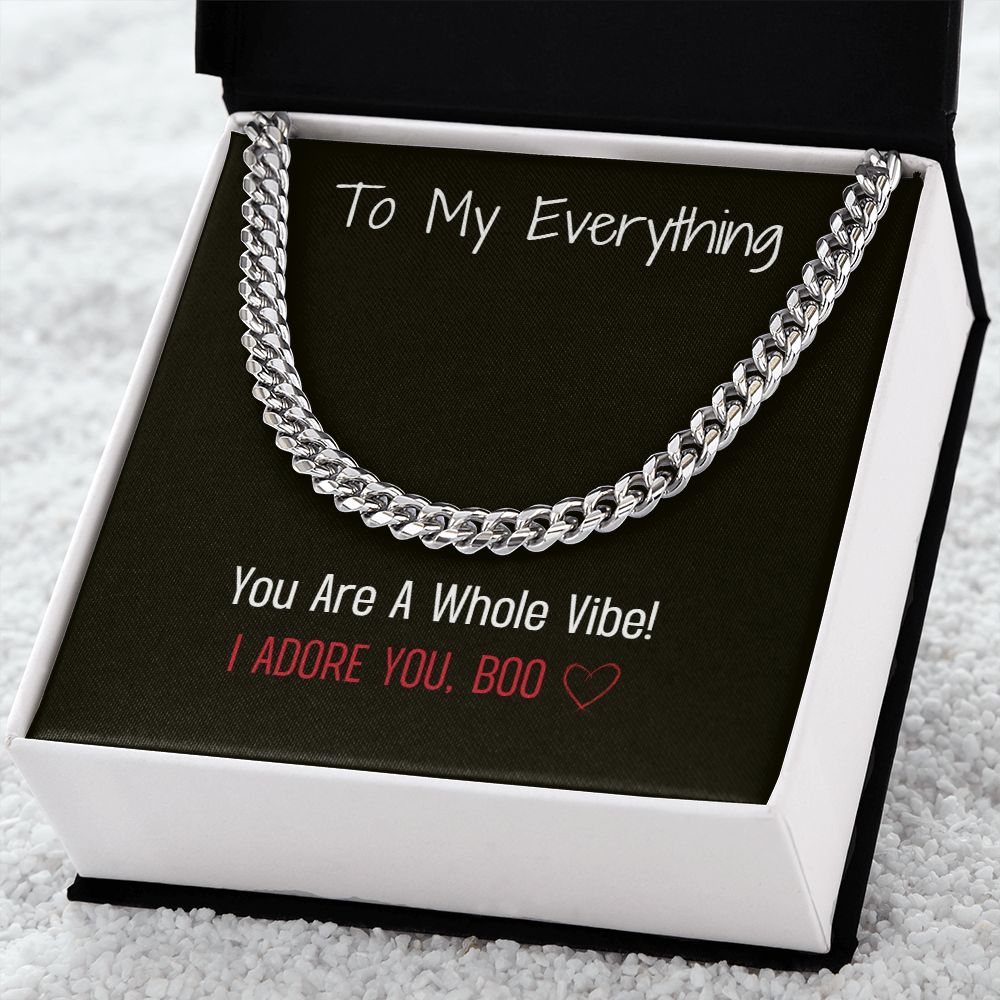 Husband, Lover, Friend Gift Present Cuban Chain Message Card with Gift Box