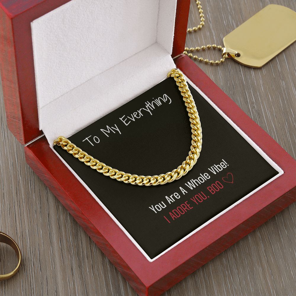 Husband, Lover, Friend Gift Present Cuban Chain Message Card with Gift Box