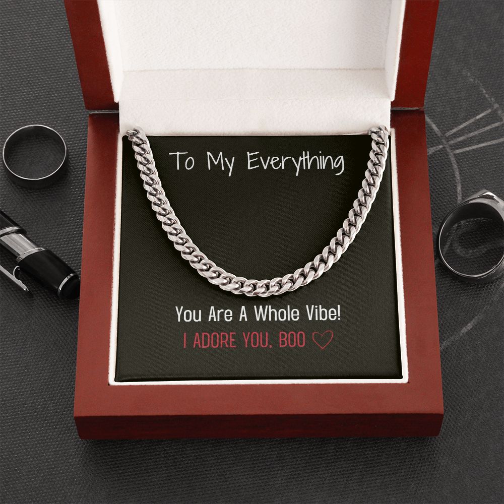 Husband, Lover, Friend Gift Present Cuban Chain Message Card with Gift Box