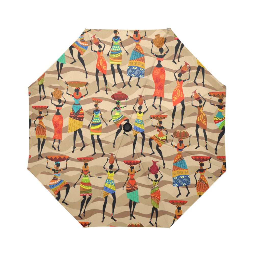 African Hustle Culture Auto-Foldable Umbrella