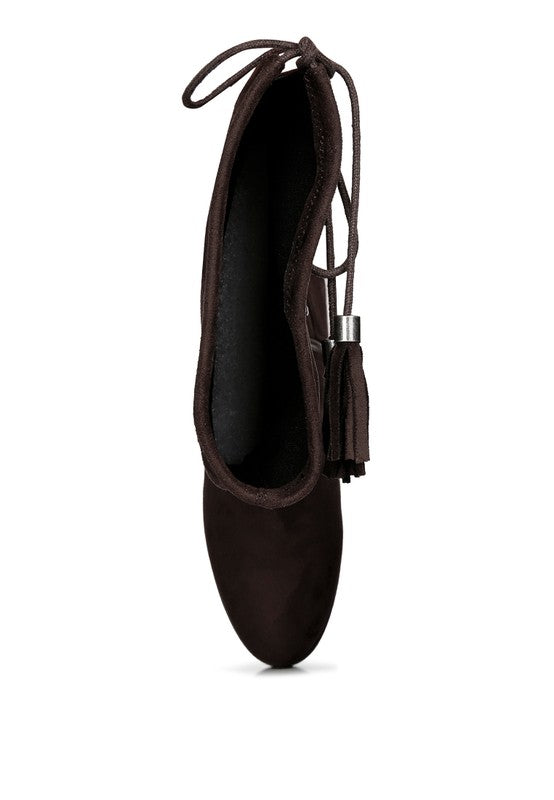 Francesca Tassels Detail Short Heel Calf Boot