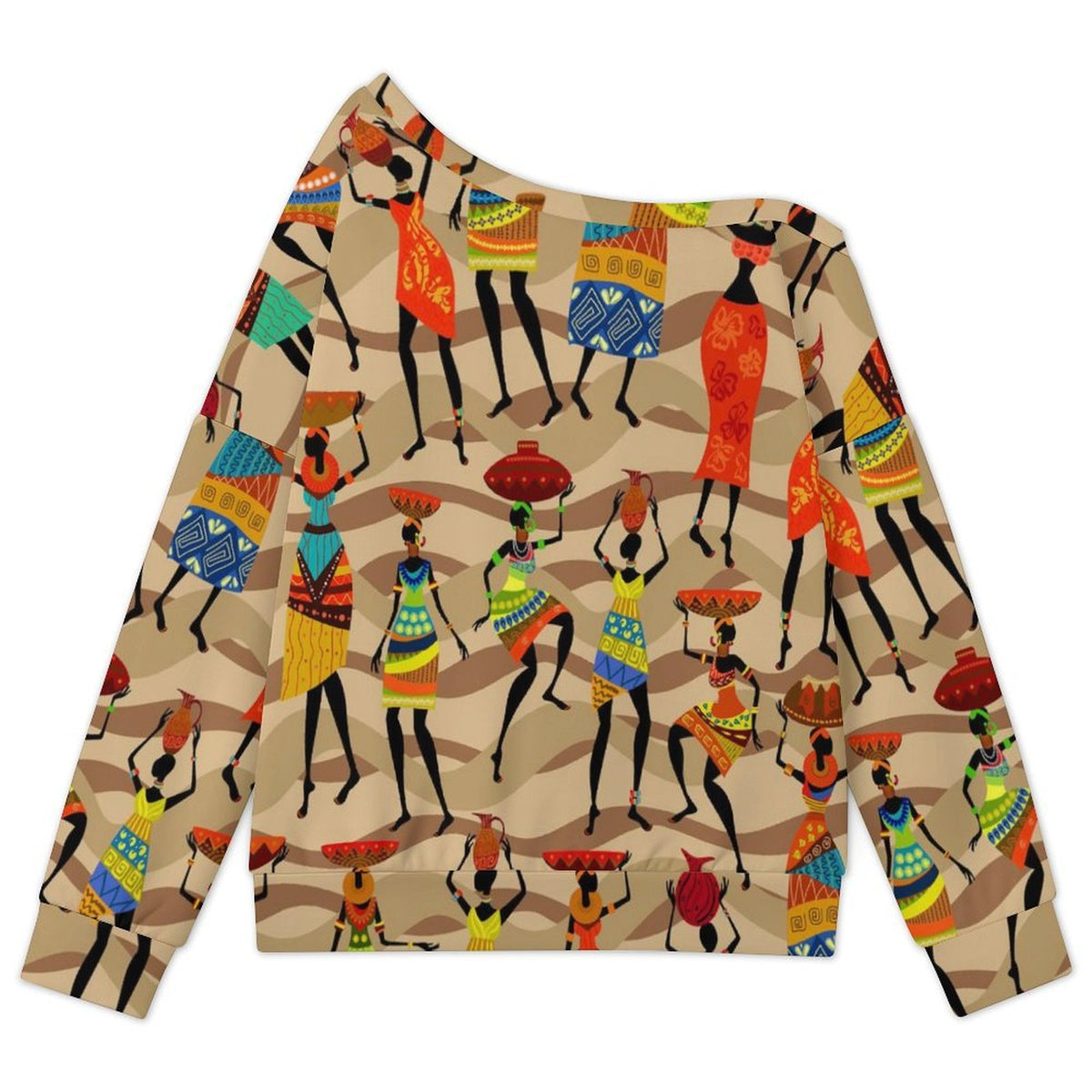 African Hustle Culture Off-Shoulder Sweatshirt