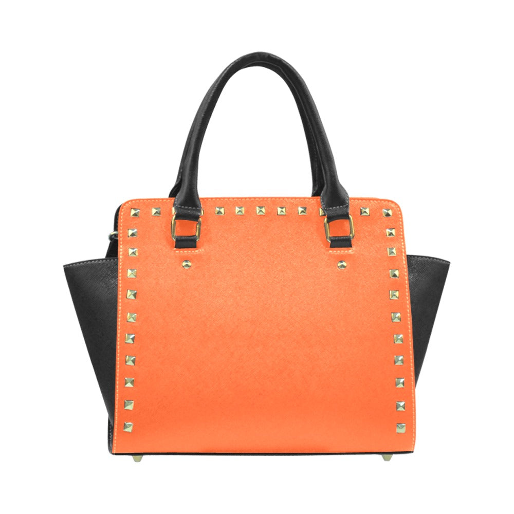 African Hustle Culture Solid Orange Studded Handbag