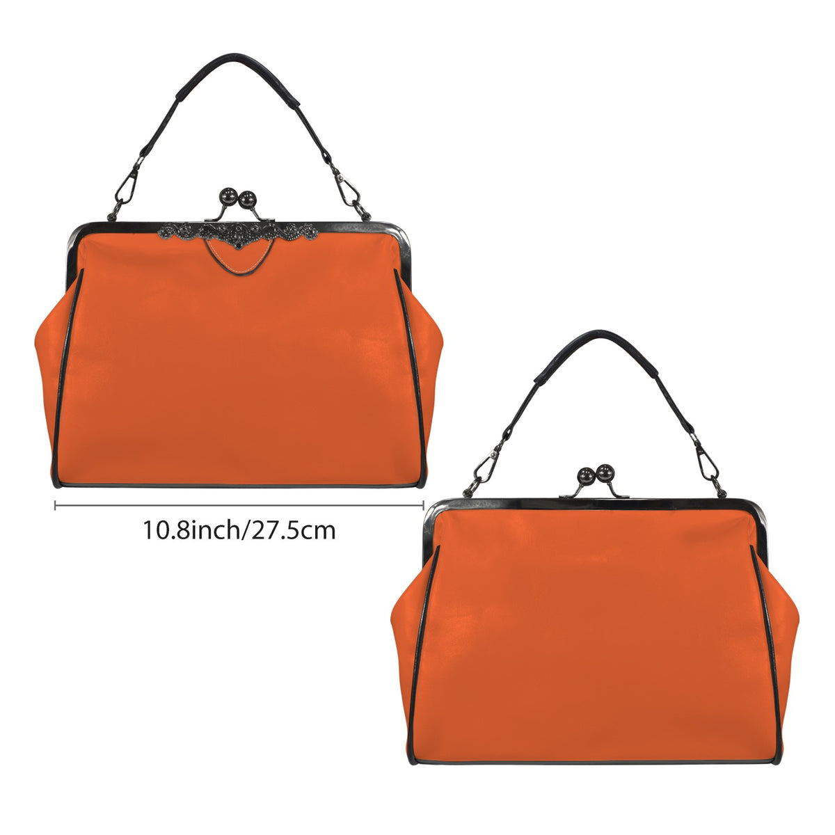 Solid Orange Kisslock Handbag