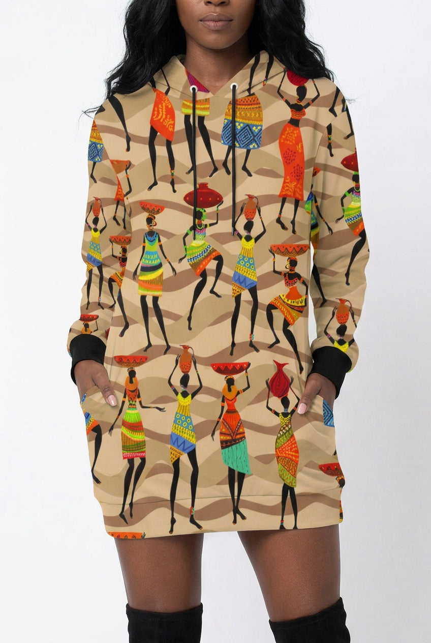 African Hustle Culture Hoodie Dress