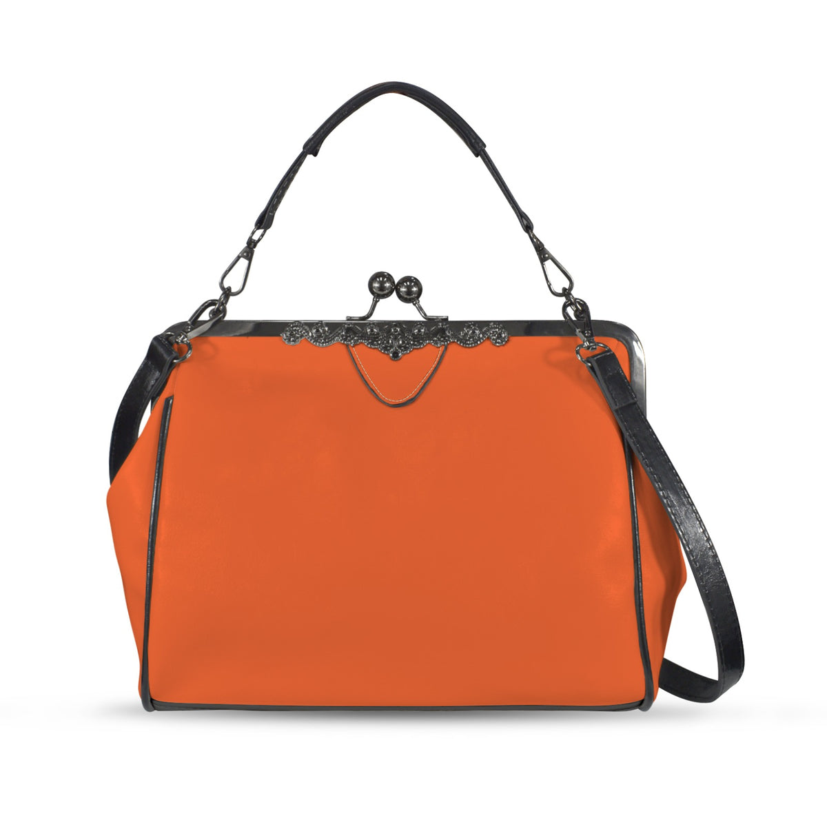 Solid Orange Kisslock Handbag