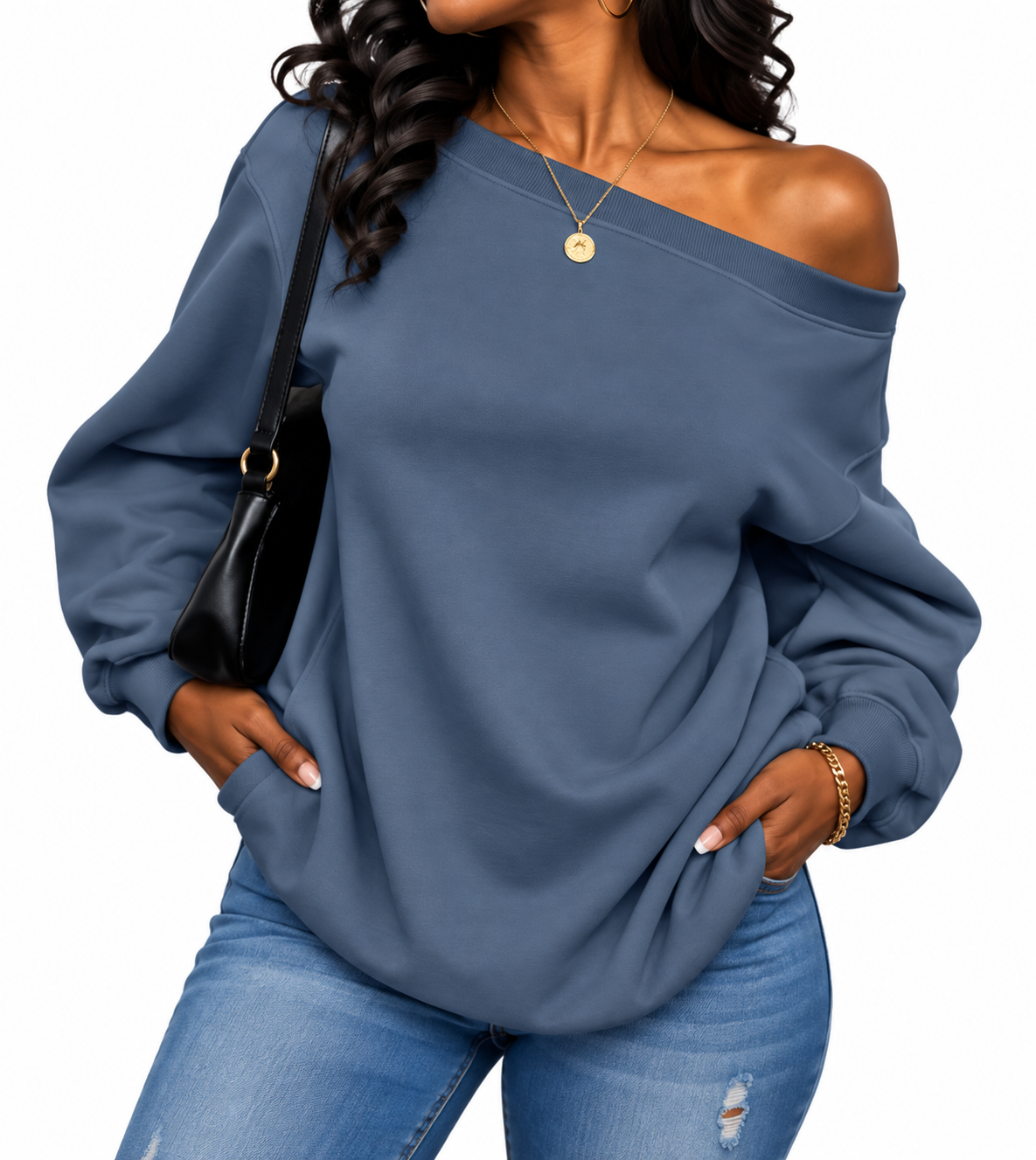 Being Me. Colors Off-Shoulder Sweatshirt