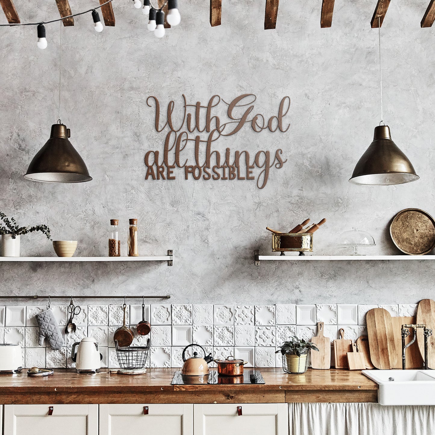 With God All Things Metal Wall Art