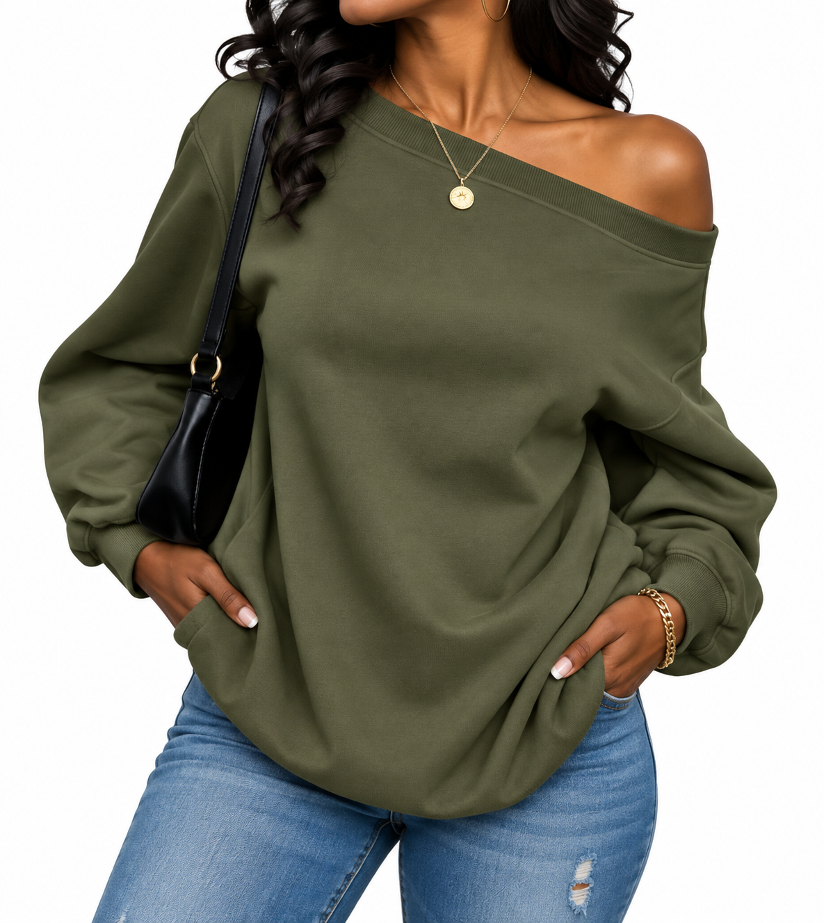 Being Me. Colors Off-Shoulder Sweatshirt