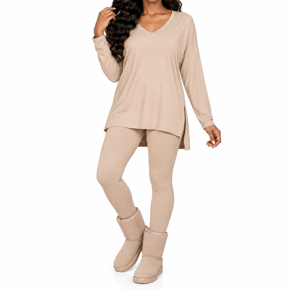 Being Me. Brushed Microfiber Hi-Low Legging Set