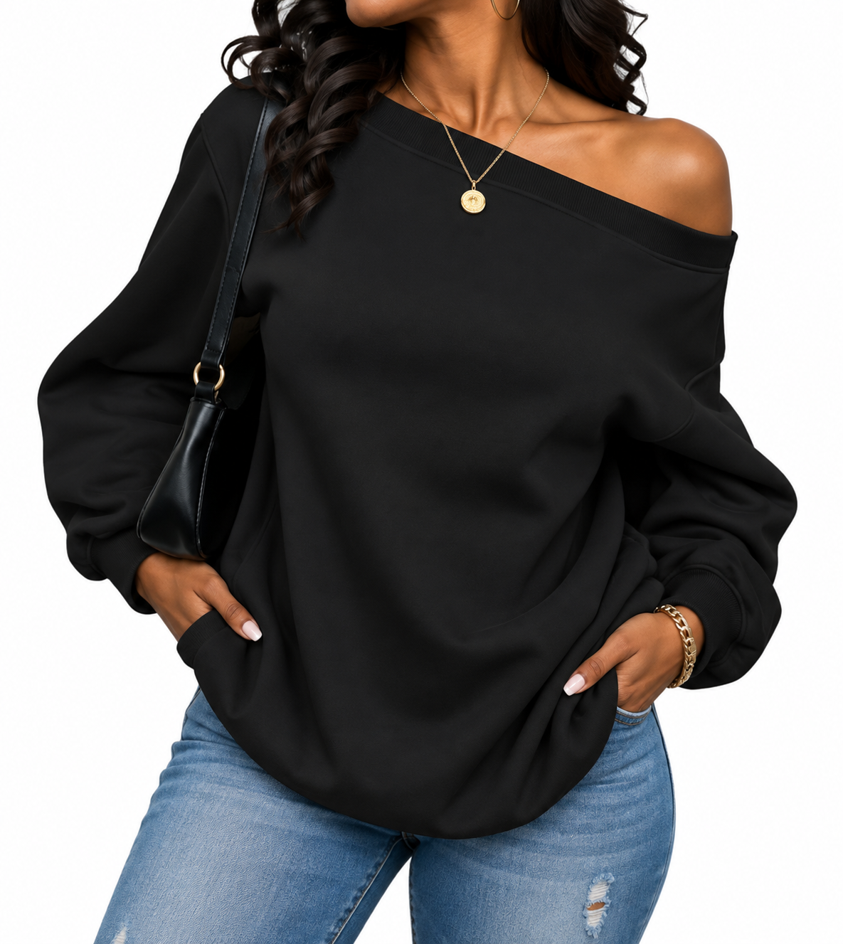 Being Me. Colors Off-Shoulder Sweatshirt