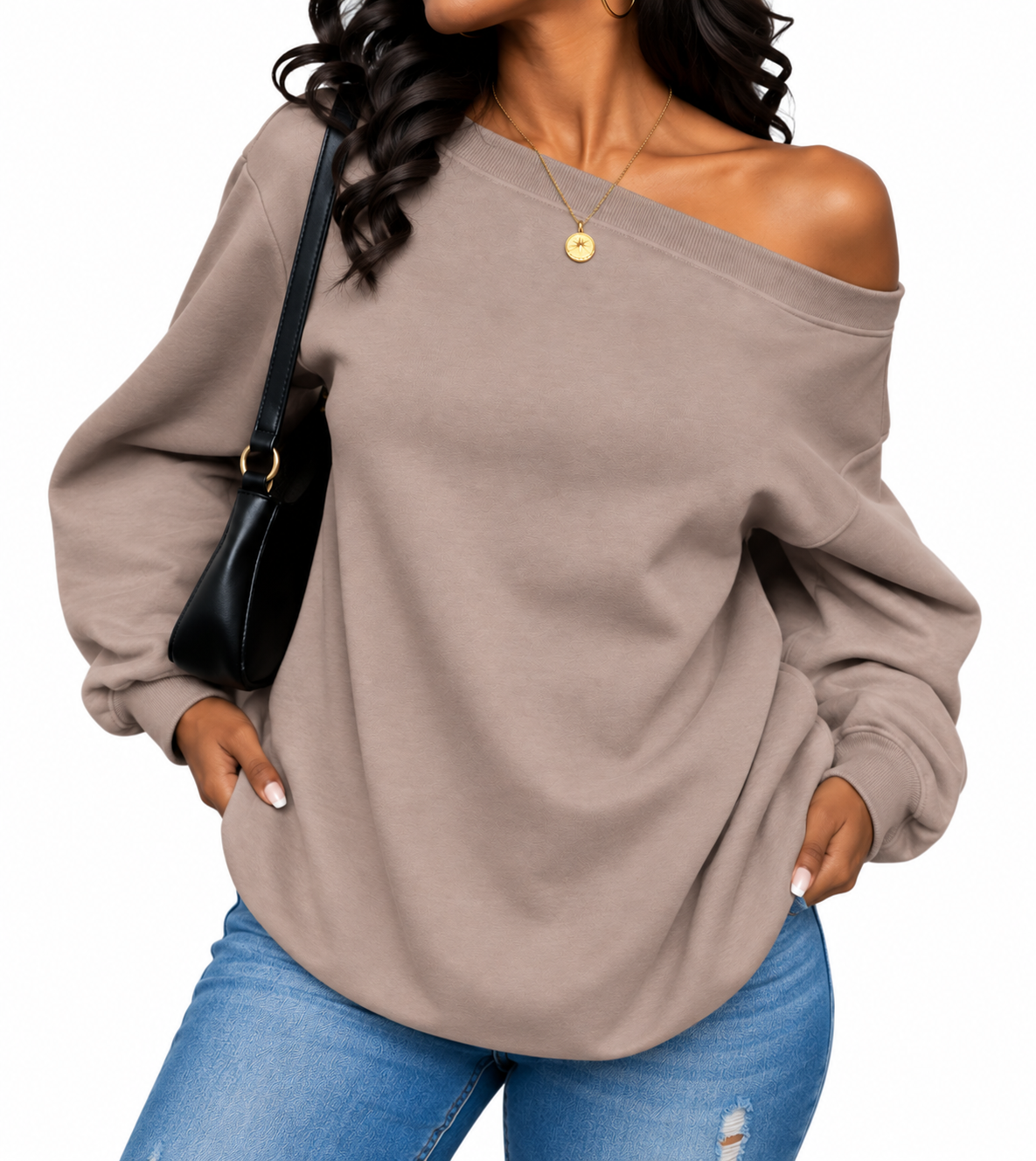 Being Me. Colors Off-Shoulder Sweatshirt