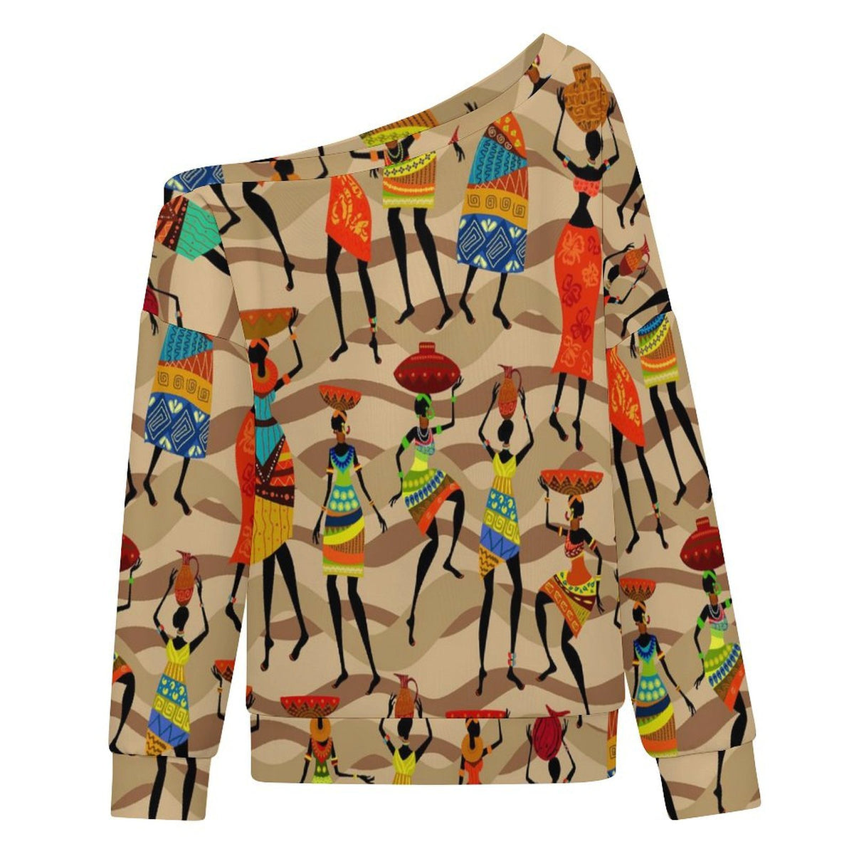 African Hustle Culture Off-Shoulder Sweatshirt