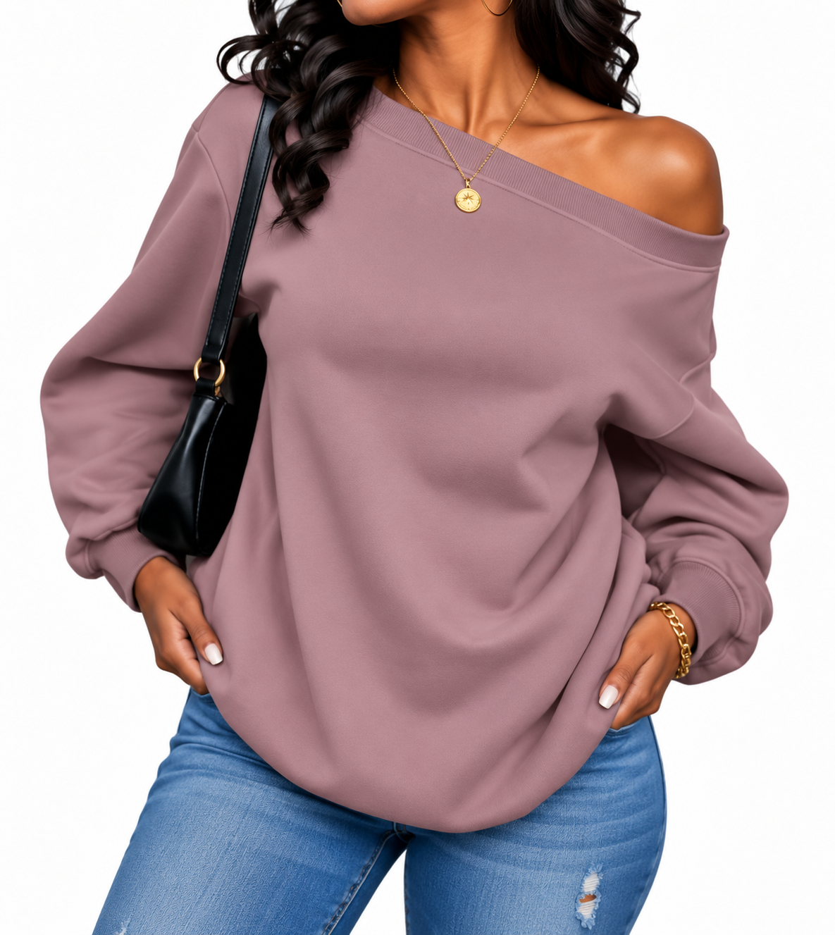 Being Me. Colors Off-Shoulder Sweatshirt