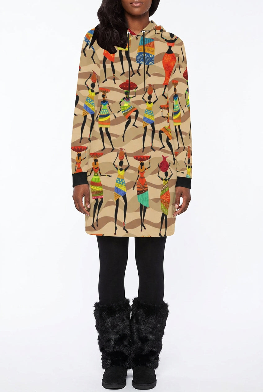 African Hustle Culture Hoodie Dress