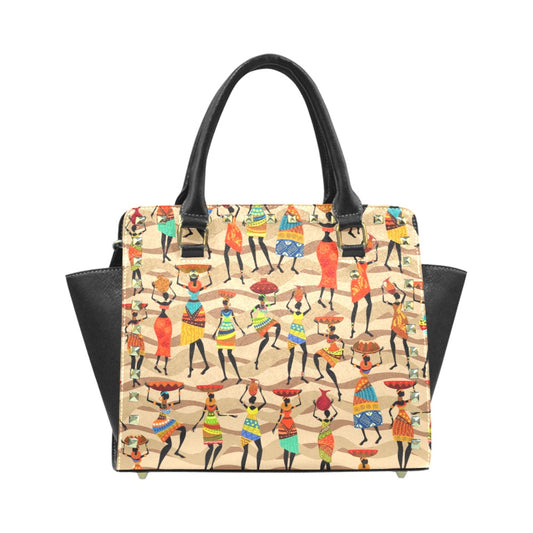 African Hustle Culture Print Studded Handbag