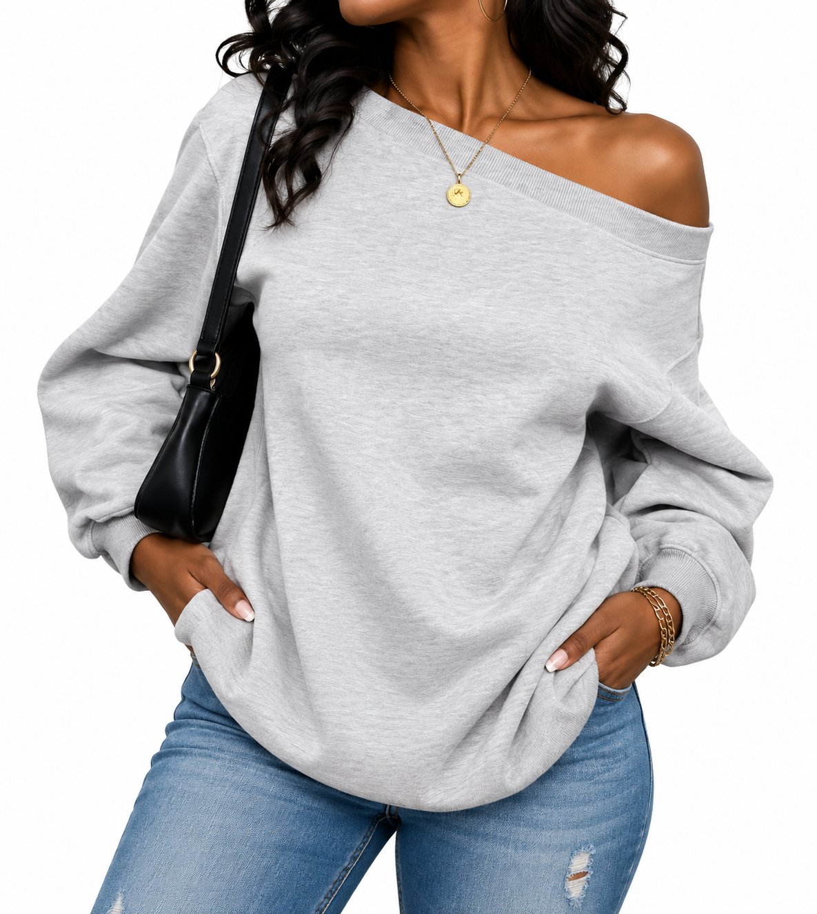 Being Me. Colors Off-Shoulder Sweatshirt