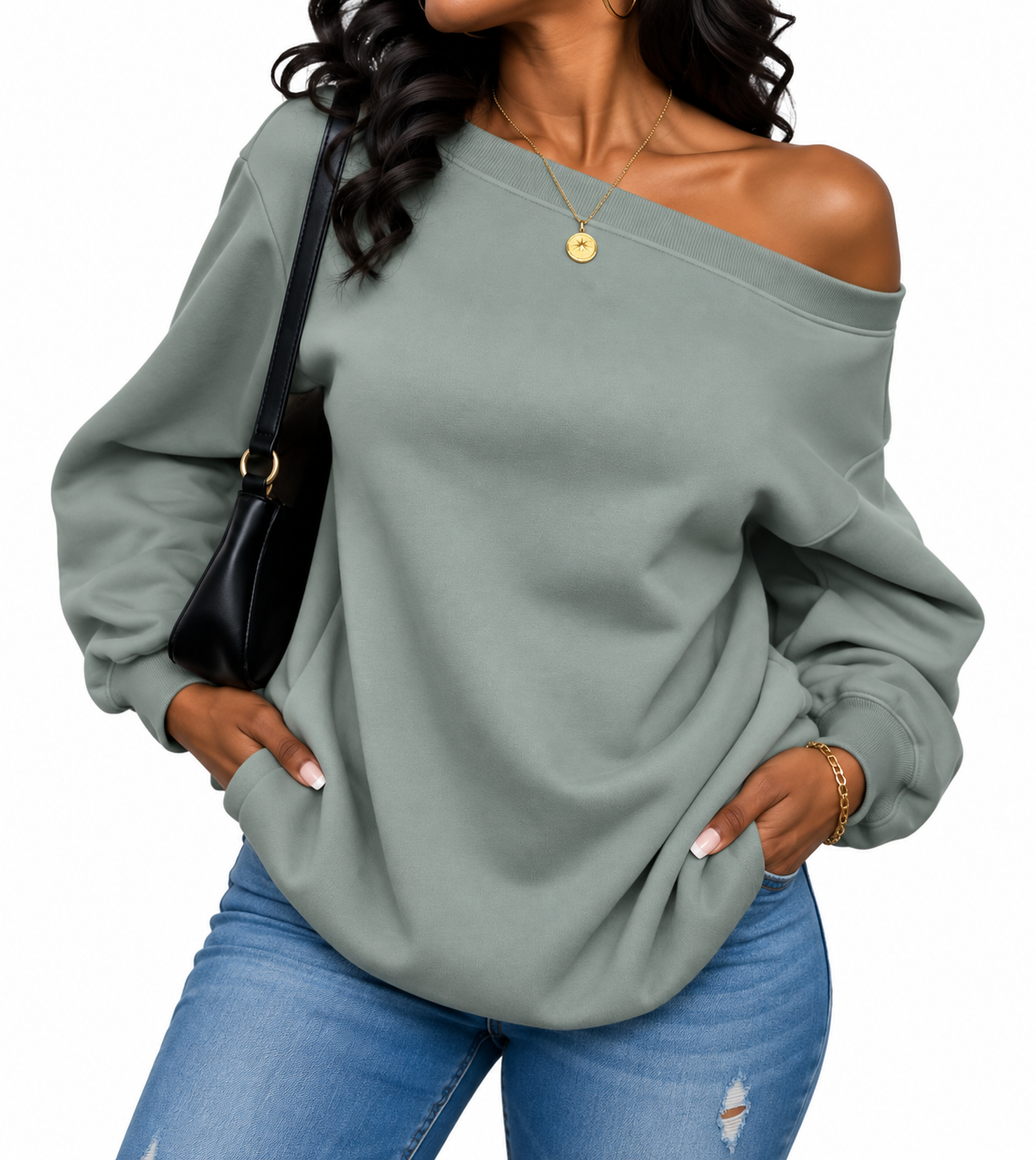 Being Me. Colors Off-Shoulder Sweatshirt