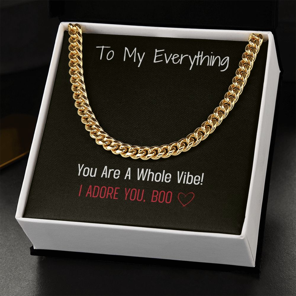 Husband, Lover, Friend Gift Present Cuban Chain Message Card with Gift Box