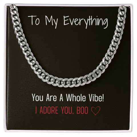 Husband, Lover, Friend Gift Present Cuban Chain Message Card with Gift Box