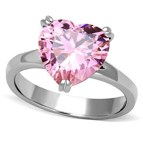 Pink Heart Stainless Steel Ring